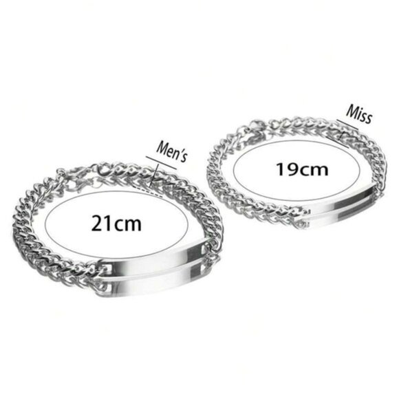 2pcs Set Simple Titanium Steel Engraved I Love You More\ I Love You Most Couple - Picture 2 of 5